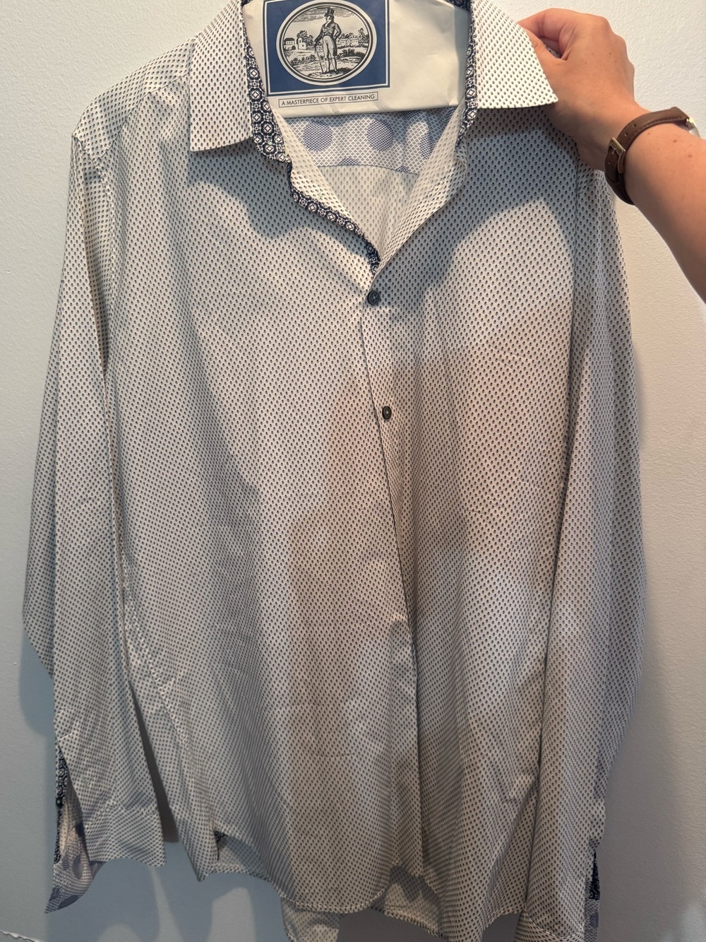 Men's Ted Baker size 6 White Micro-Pattern Dress Shirt